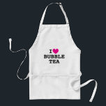 Ik hart Bubble Tea grappige witte keuken schort<br><div class="desc">Ik hart Bubble Tea Grappig witte keuken schort met roze hart. Aangepaste kleur i hart sjabloon ontwerp. Koele schorten in geel,  beige en wit. Schattige cadeau idee voor vrienden,  familie,  personeel,  personeel,  winkel,  winkel,  barista,  moeder,  vader etc.</div>