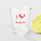 Ik (hart Canadese vlag) jouw tekst rood Shot Glas (Voorkant)