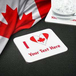 Ik (hart Canadese vlag) Uw rode tekst Bier Onderzetter