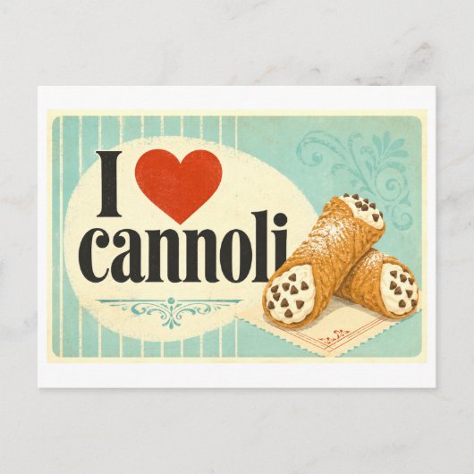 "Ik [Hart] Cannoli" Briefkaart (Voorkant)
