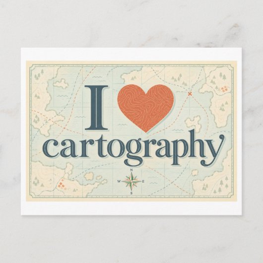 "Ik [Hart] Cartografie" Briefkaart (Voorkant)