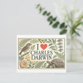 "Ik [Hart] Charles Darwin" Briefkaart (Staand voorkant)