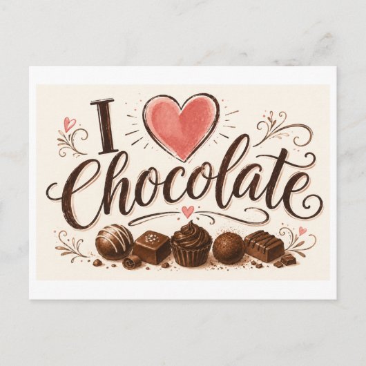 "Ik [Hart] Chocolade" Briefkaart (Voorkant)