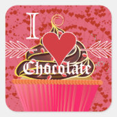 Ik Hart Chocolade-Ik Hou Van Chocolade Vierkante Sticker (Voorkant)
