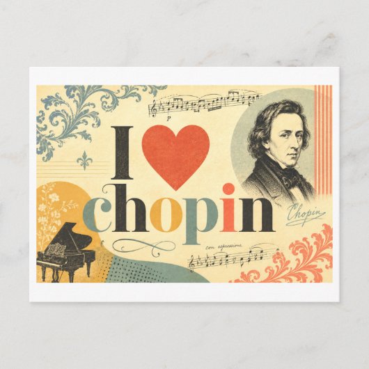 "Ik [Hart] Chopin" Briefkaart (Voorkant)