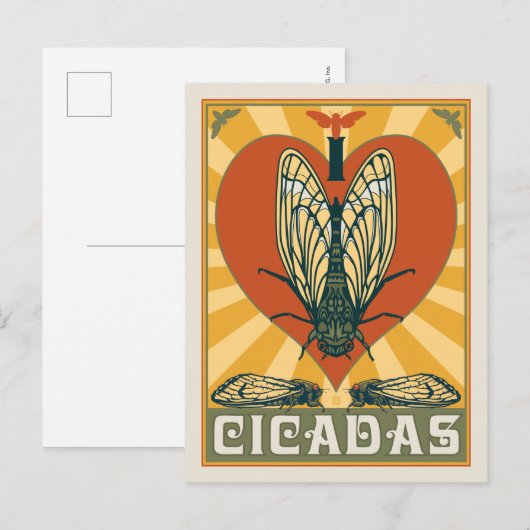 Ik hart cicaden briefkaart (Voorkant / Achterkant)