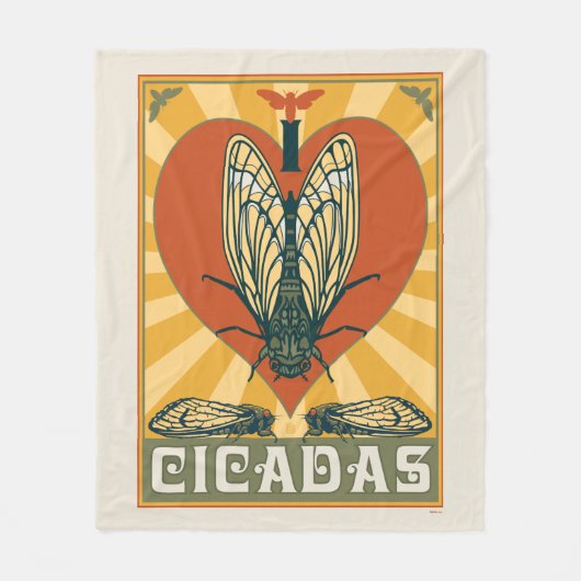 Ik hart cicaden fleece deken (Voorkant)