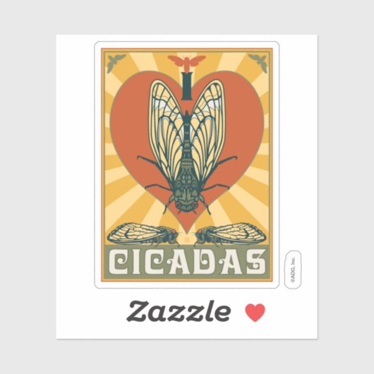 Ik hart cicaden sticker (Vel)