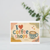 "Ik [Hart] Coffeeshops" Briefkaart (Staand voorkant)