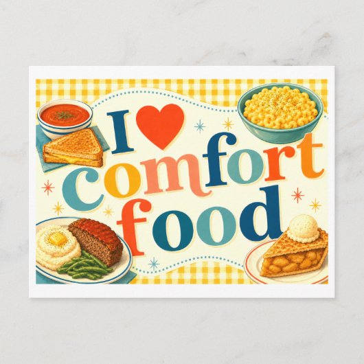 "Ik [Hart] Comfort Food" Briefkaart (Voorkant)