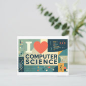 "Ik [Hart] Computerwetenschappen" Briefkaart (Staand voorkant)