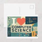"Ik [Hart] Computerwetenschappen" Briefkaart (Voorkant / Achterkant)