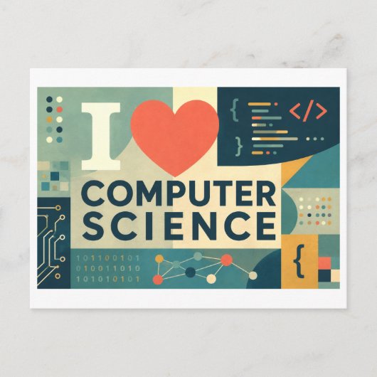 "Ik [Hart] Computerwetenschappen" Briefkaart (Voorkant)