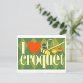 "Ik [Hart] Croquet" Briefkaart (Staand voorkant)