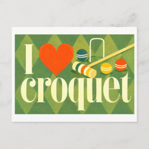 "Ik [Hart] Croquet" Briefkaart