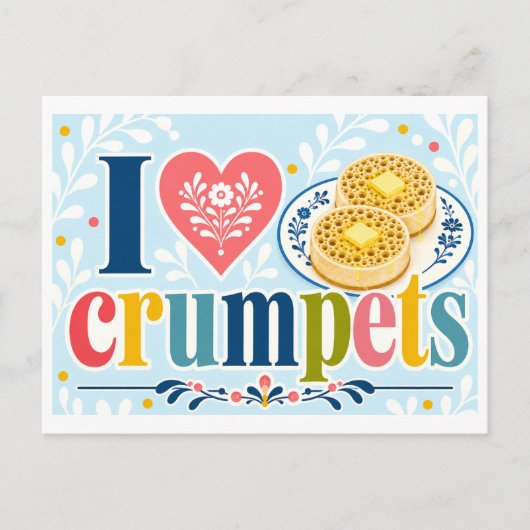 "Ik [Hart] Crumpets" Briefkaart (Voorkant)