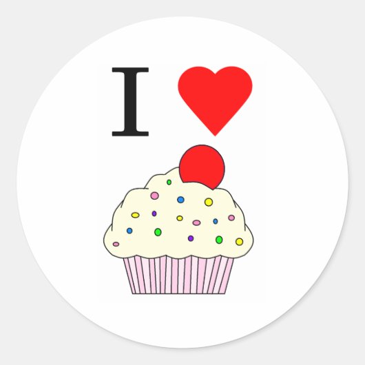 Ik hart Cupcakes Ronde Sticker (Voorkant)