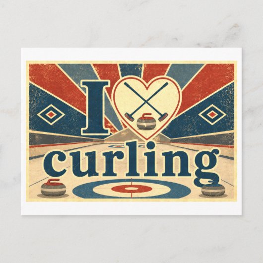 "Ik [Hart] Curling" Briefkaart (Voorkant)