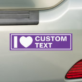 Ik Hart Custom Modern Paarse Bumpersticker (Op auto)