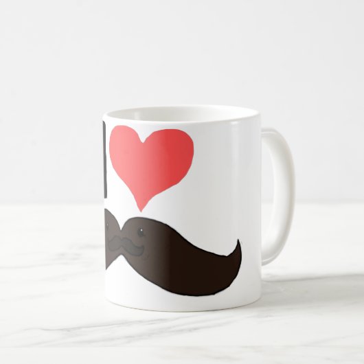 Ik hart Cute Mustache's Koffiemok (Voorkant rechts)