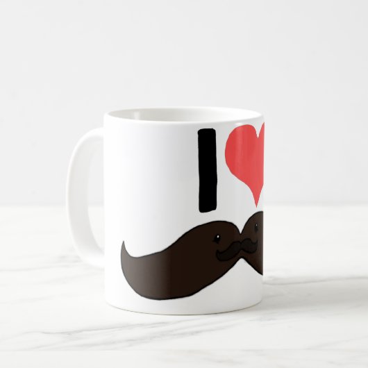Ik hart Cute Mustache's Koffiemok (Voorkant links)