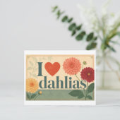 "Ik [Hart] Dahlias" Briefkaart (Staand voorkant)
