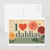 "Ik [Hart] Dahlias" Briefkaart (Voorkant / Achterkant)