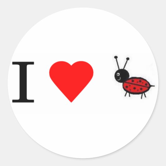 Ik hart dame bugs ronde sticker (Voorkant)