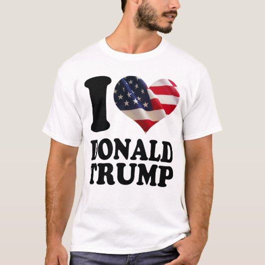 Ik hart de Amerikaanse vlag Donald Trump T-shirt (Voorkant)