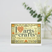 "Ik [Hart] de Arts & Crafts Beweging" Briefkaart (Staand voorkant)