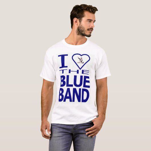 Ik hart de blauwe band t-shirt (Voorkant volledig)