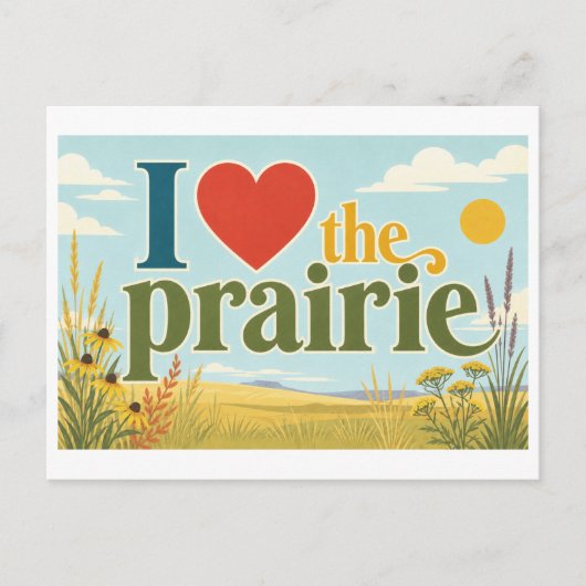 "Ik [Hart] de Prairie" Briefkaart (Voorkant)
