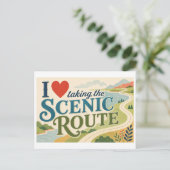 "Ik [Hart] de Scenische Route" Briefkaart (Staand voorkant)