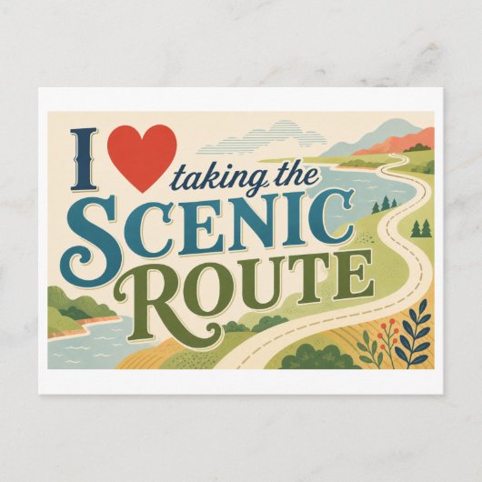 "Ik [Hart] de Scenische Route" Briefkaart (Voorkant)