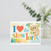 "Ik [Hart] de Slow Loris" Briefkaart (Staand voorkant)