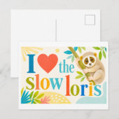 "Ik [Hart] de Slow Loris" Briefkaart (Voorkant / Achterkant)
