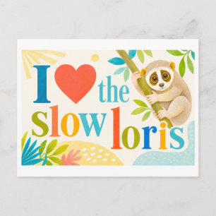 "Ik [Hart] de Slow Loris" Briefkaart