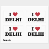 Ik hart Delhi India Rechthoekige Sticker (Vel)
