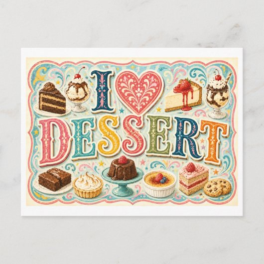 "Ik [Hart] Dessert" Briefkaart (Voorkant)