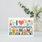 "Ik [Hart] Dierenartsen" Briefkaart (Staand voorkant)
