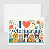 "Ik [Hart] Dierenartsen" Briefkaart (Voorkant / Achterkant)