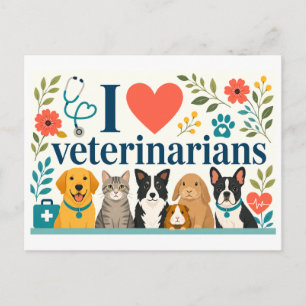 "Ik [Hart] Dierenartsen" Briefkaart
