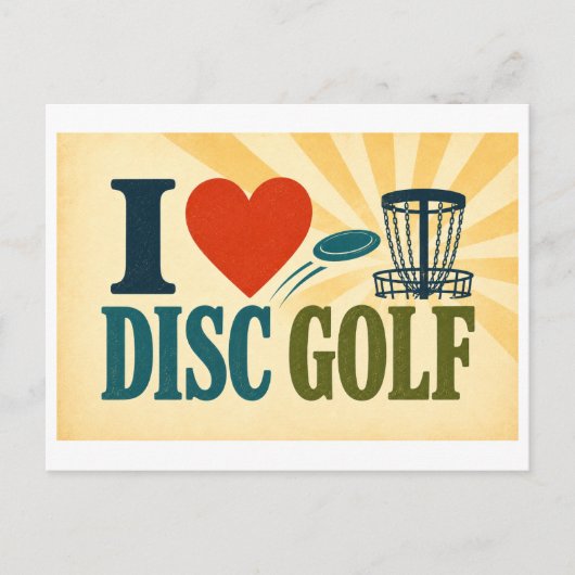 "Ik [Hart] Discgolf" Briefkaart (Voorkant)