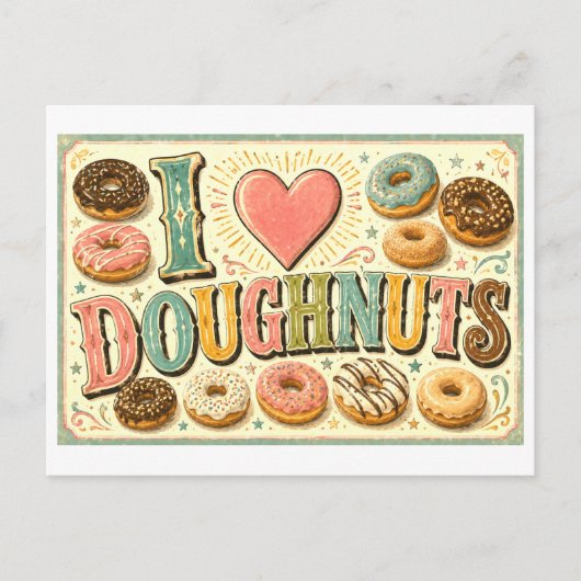 "Ik [Hart] Donuts" Briefkaart (Voorkant)