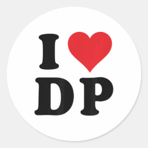 Ik hart DP Initialen Ik hou van D.P. eerste en laa Ronde Sticker