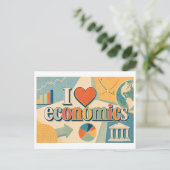 "Ik [Hart] Economie" Briefkaart (Staand voorkant)