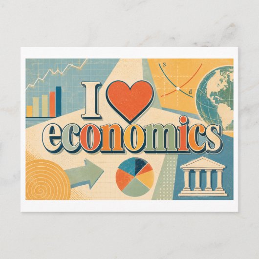 "Ik [Hart] Economie" Briefkaart (Voorkant)