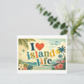 "Ik [Hart] Eiland Leven" Briefkaart (Staand voorkant)