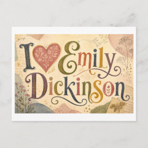 "Ik [Hart] Emily Dickinson" Briefkaart