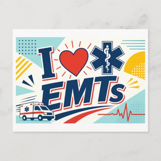 "Ik [Hart] EMTs" Briefkaart (Voorkant)
